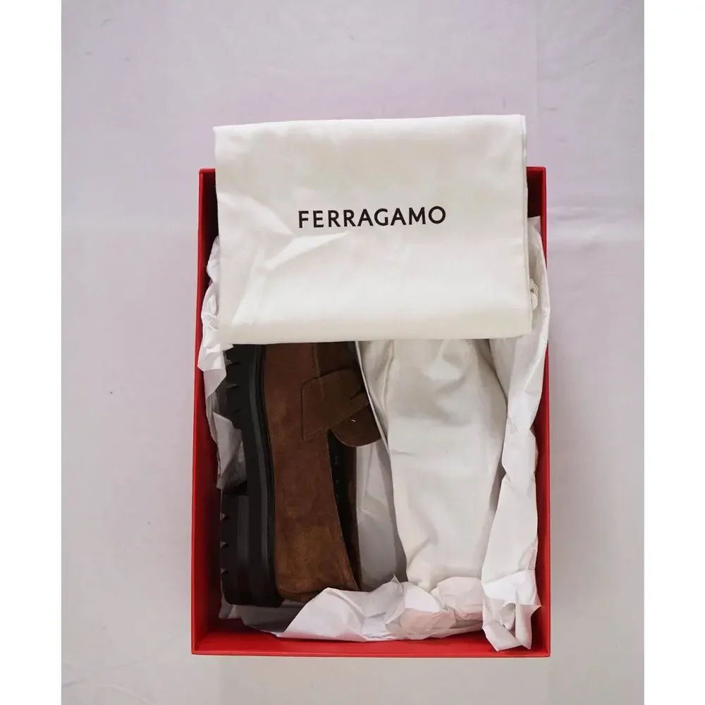 $995 FERRAGAMO - Brown Suede 
